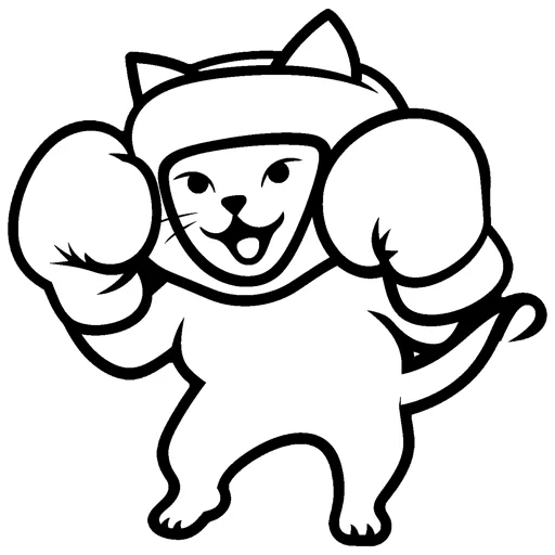 Cat Boxing Boxing Headgear line drawing