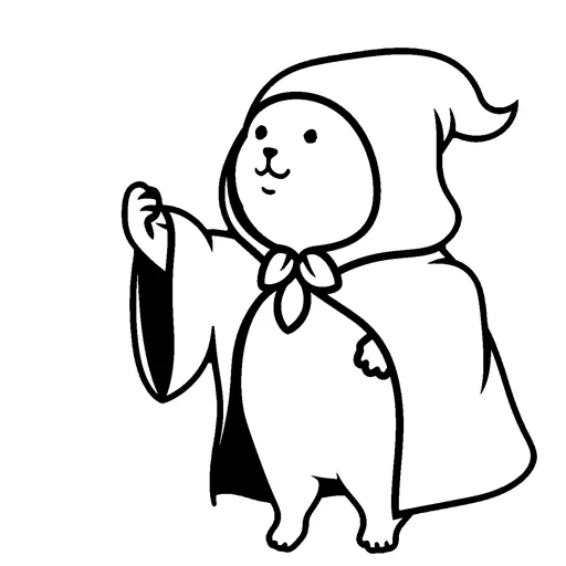 Cat Casting Spell Mage Hood line drawing