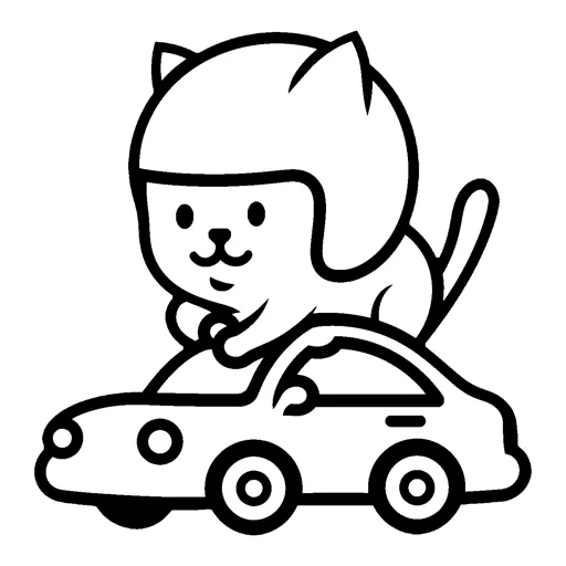Cat Chasing Racing Helmet line drawing