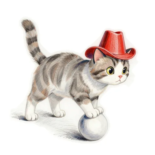 Cat Balancing Circus Hat