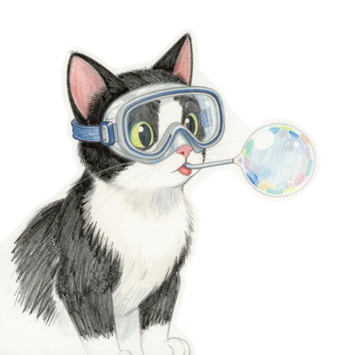 Cat Blowing Bubbles Scuba Mask