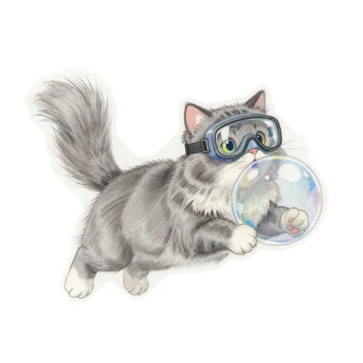 Cat Blowing Bubbles Scuba Mask