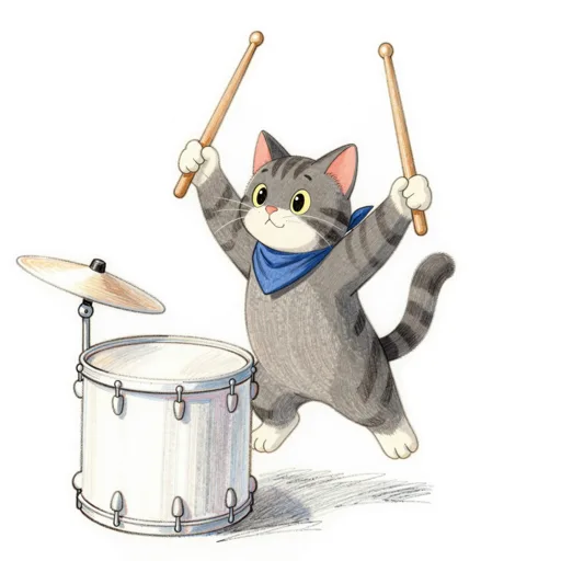Cat Drumming Rockstar Bandana