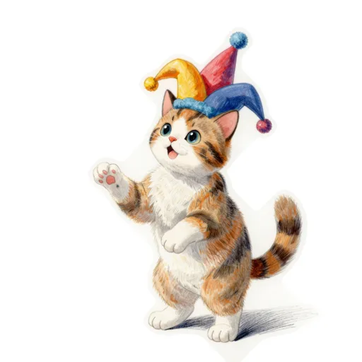 Cat Juggling Clown Hat