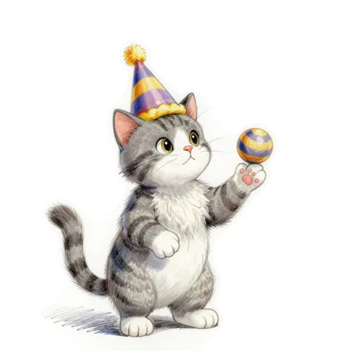 Cat Juggling Clown Hat