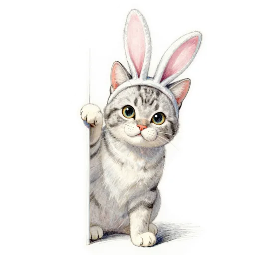 Cat Peering Bunny Ears