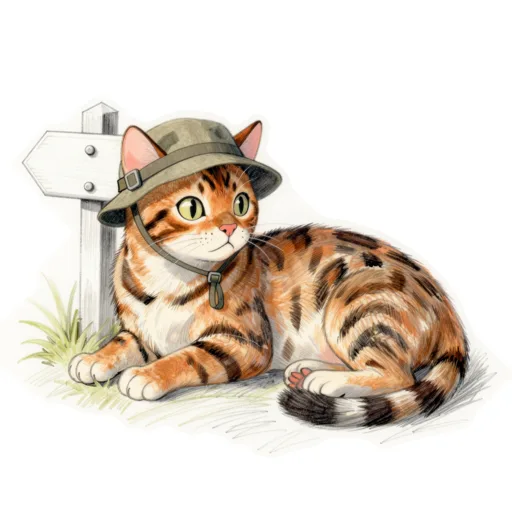 Cat Resting Trail Marker Trekking Cap