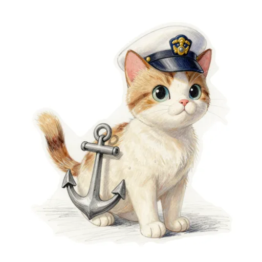 Cat Sailing Captain Hat