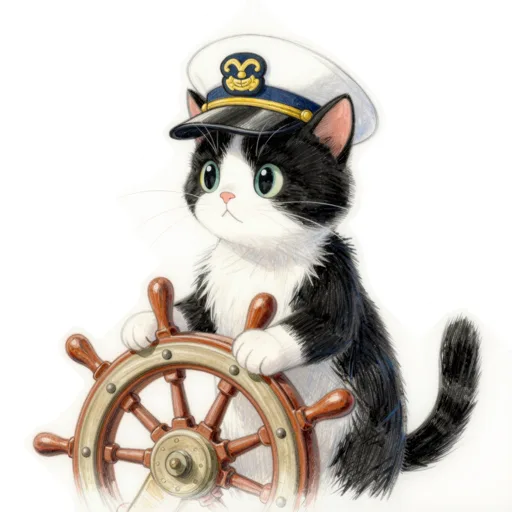 Cat Sailing Captain Hat