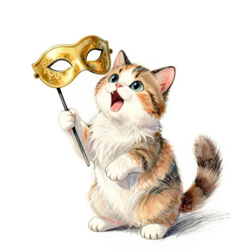 Cat Singing Opera Mask