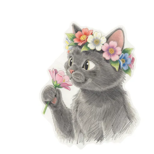 Cat Sniffing Flower Crown