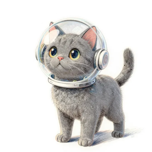 Cat Standing Astronaut Helmet