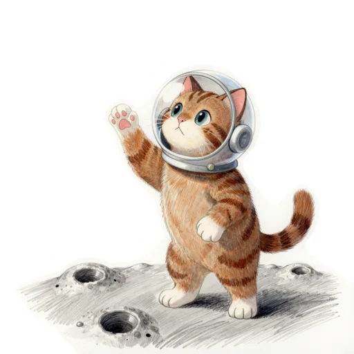 Cat Standing Astronaut Helmet