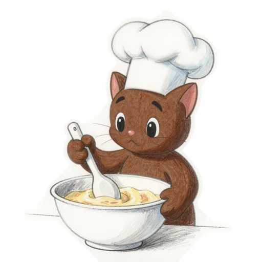 Cat Stirring Batter Chef Hat
