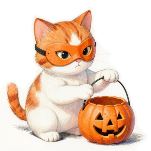 Cat Trick Or Treating Halloween Mask