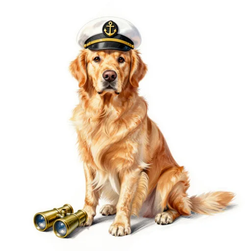 Dog Brass Spyglass Captain Hat