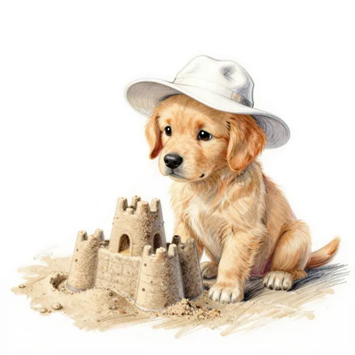 Dog Building Sandcastle Beach Hat