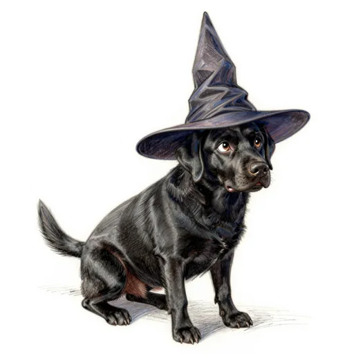 Dog Crouching Witch Hat