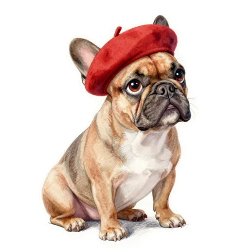 Dog Head Tilt Red Beret