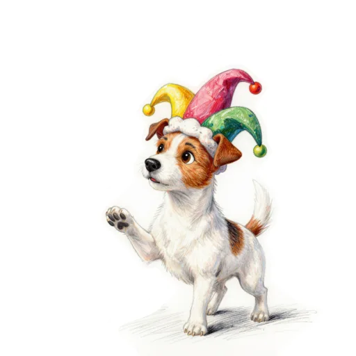 Dog Juggling Clown Hat
