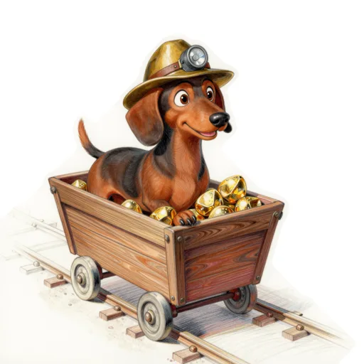 Dog Mine Cart Ride Gold Miner Hat