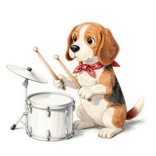 Dog Playing Drums Rockstar Bandana