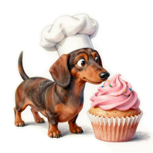 Dog Sniffing Cupcake Baker Cap