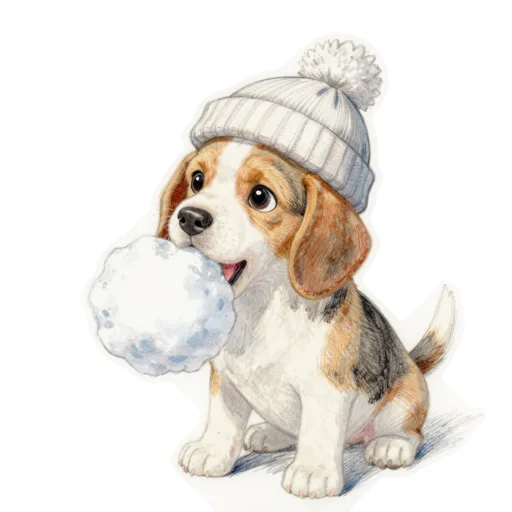 Dog Snowball Toss Knit Cap