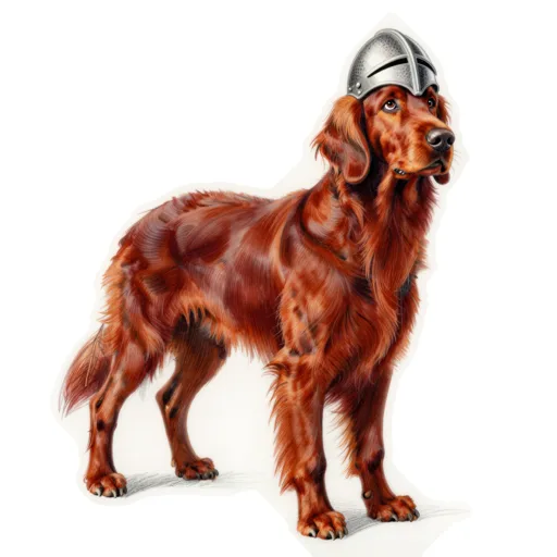 Dog Standing Watch Knight Helmet