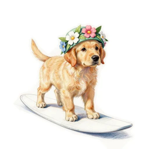 Dog Surfing Hawaiian Lei Hat