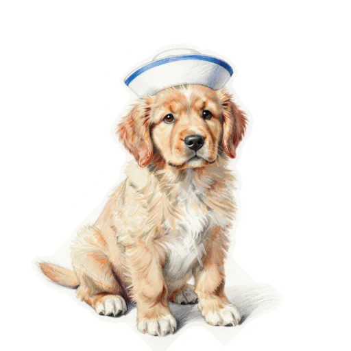 Dog Waving Sailor Hat