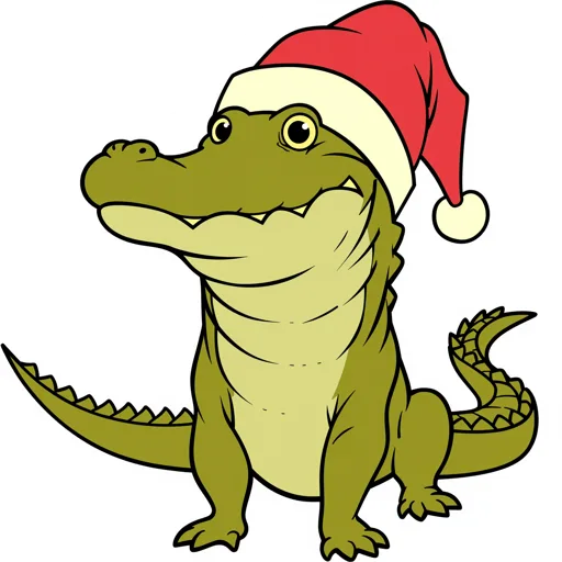 Alligator Waving Santa Hat