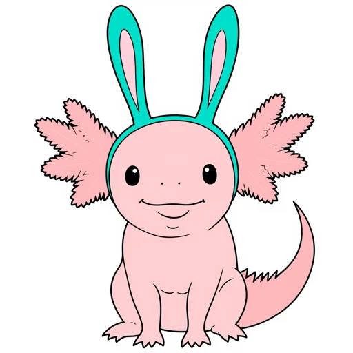 Axolotl Smiling Bunny Ears