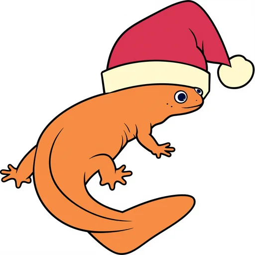 Crested Newt Crawling Santa Hat