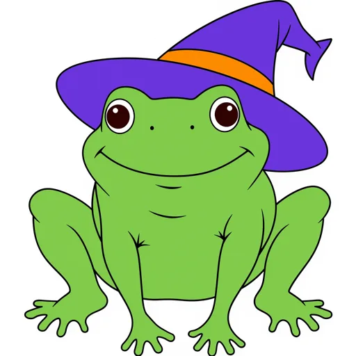 Frog Grinning Witch Hat