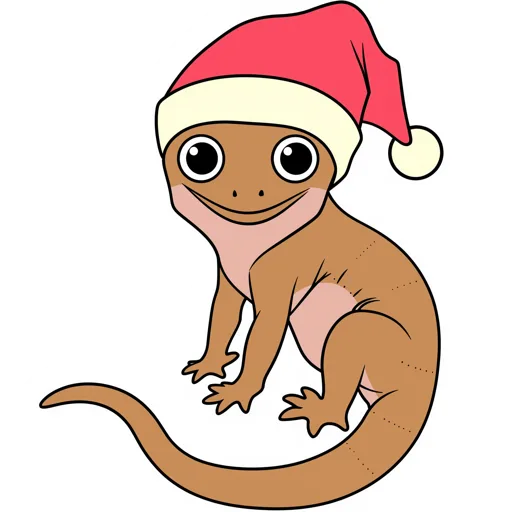 Gecko Sitting Santa Hat