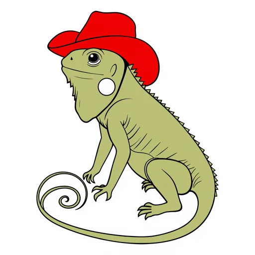 Iguana Sitting Cowboy Hat