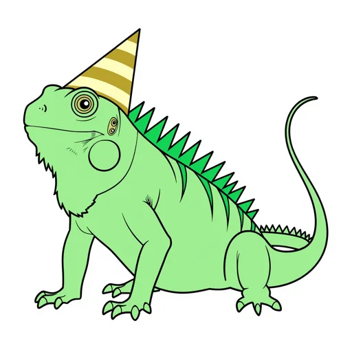 Iguana Smiling Party Hat