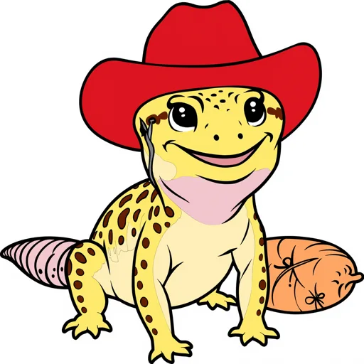Leopard Gecko Grinning Cowboy Hat