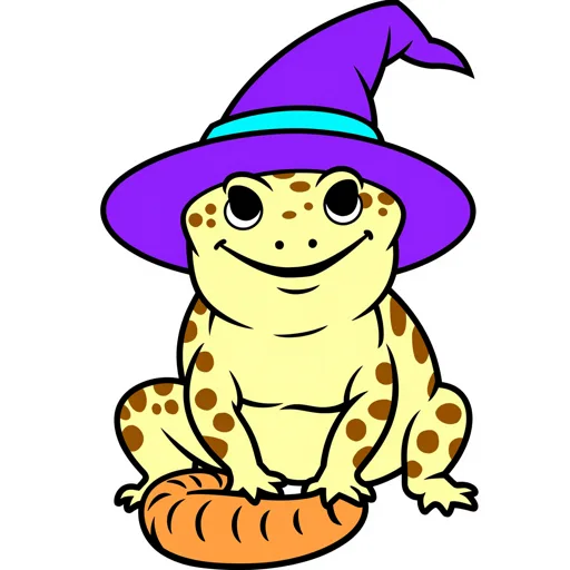 Leopard Gecko Sitting Witch Hat