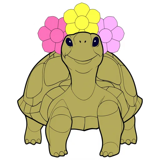 Tortoise Sitting Flower Crown