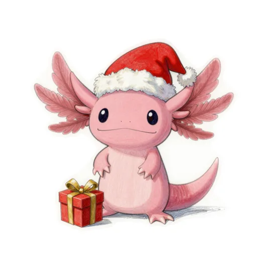 Axolotl Christmas Santa Hat