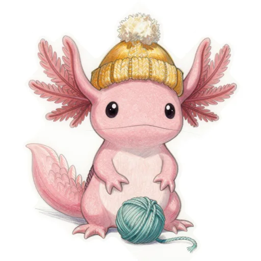 Axolotl Knitting Bobble Hat