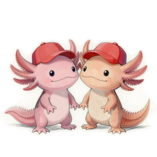 Axolotl Pair Friendship Matching Caps