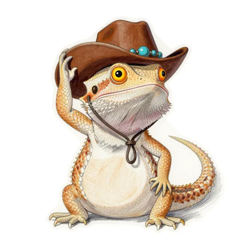 Bearded Dragon Cowpoking Cowboy Hat