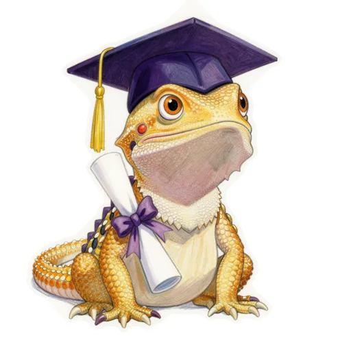Bearded Dragon Graduating Mortarboard