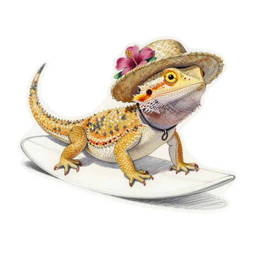 Bearded Dragon Surfing Beach Hat