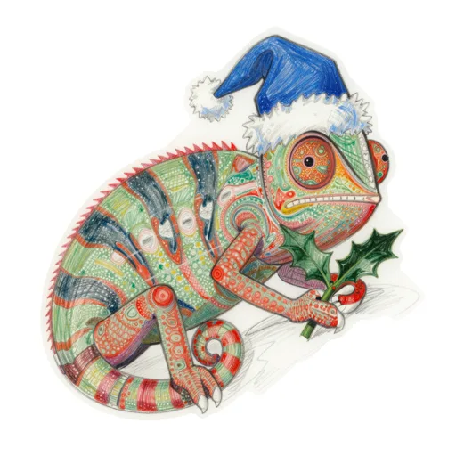 Chameleon Christmas Santa Hat