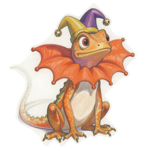 Frilled Lizard Performing Jester Hat