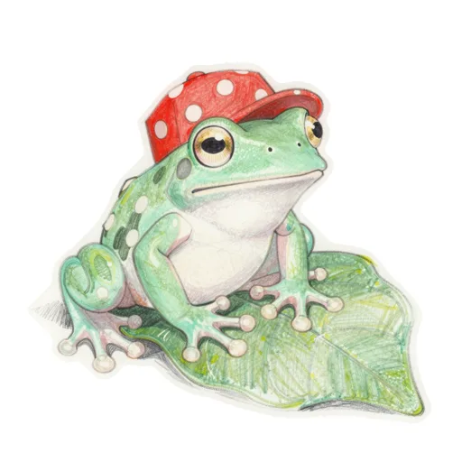 Glass Frog Peeking Polka Cap